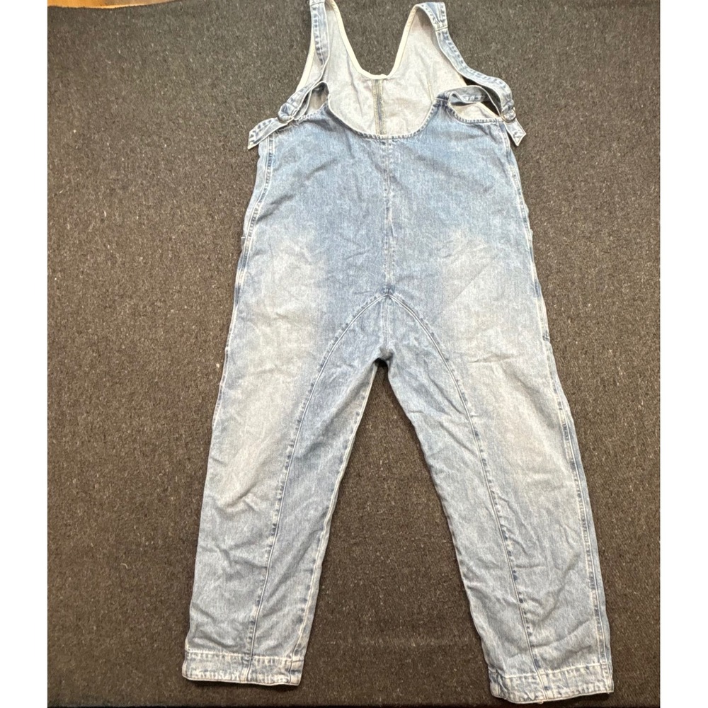 We The Free Denim Overalls Sz M Womens Light Blue Boho Slouchy D Ring Jumpsuit